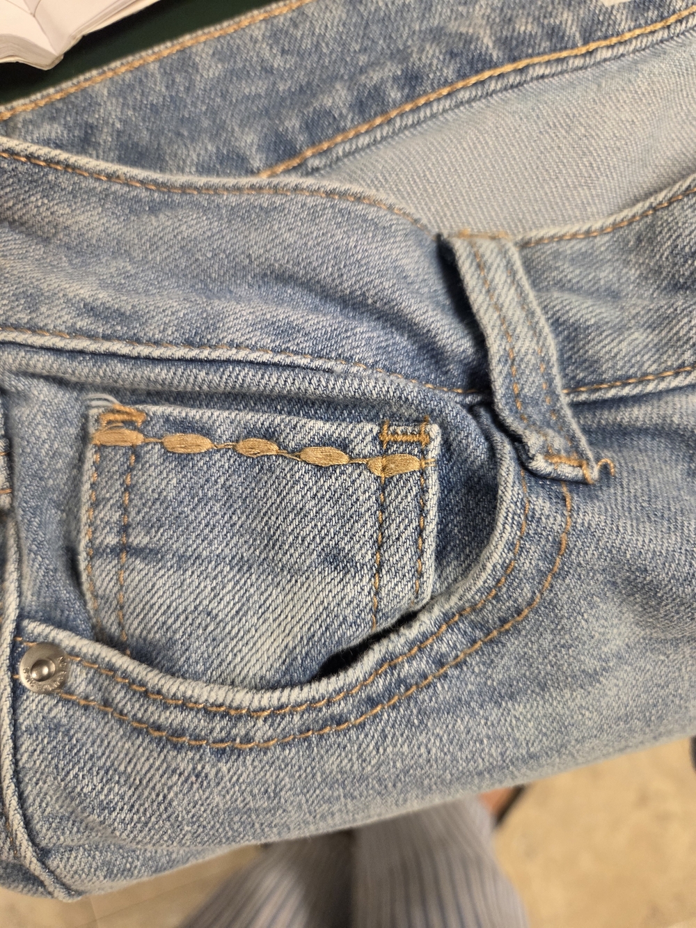 No Boundaries Light Blue Flare Jeans with Contrast Stitching